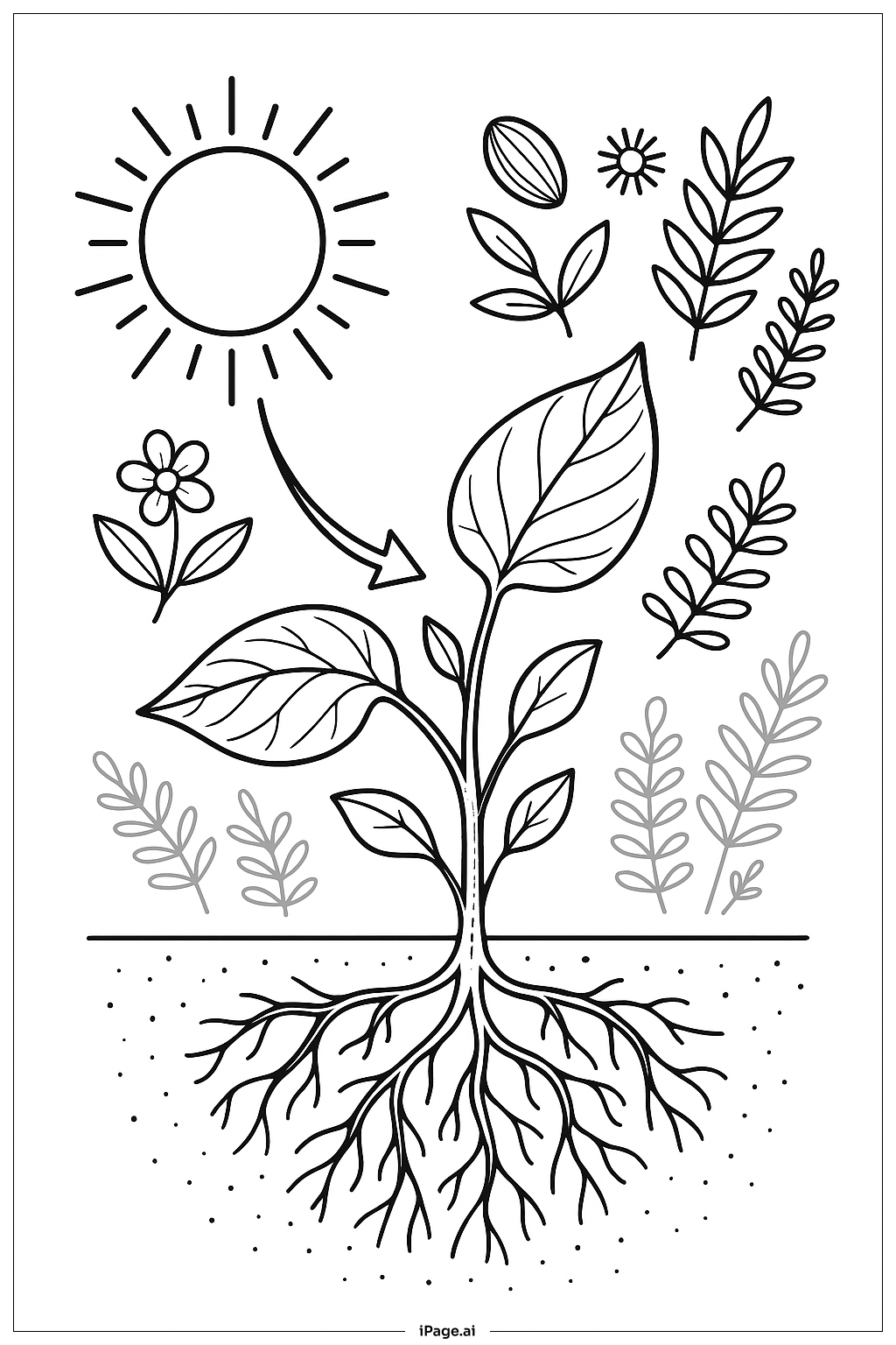  光合作用太陽能量流著色頁 