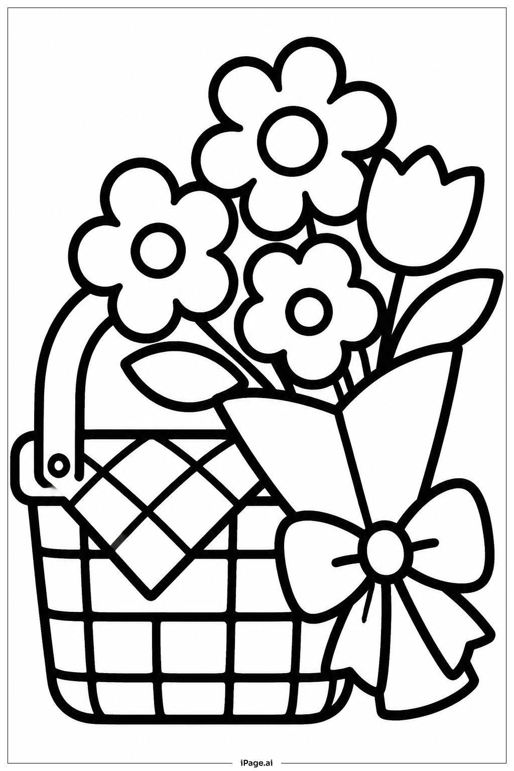 Picnic Flower Bouquet Coloring Page