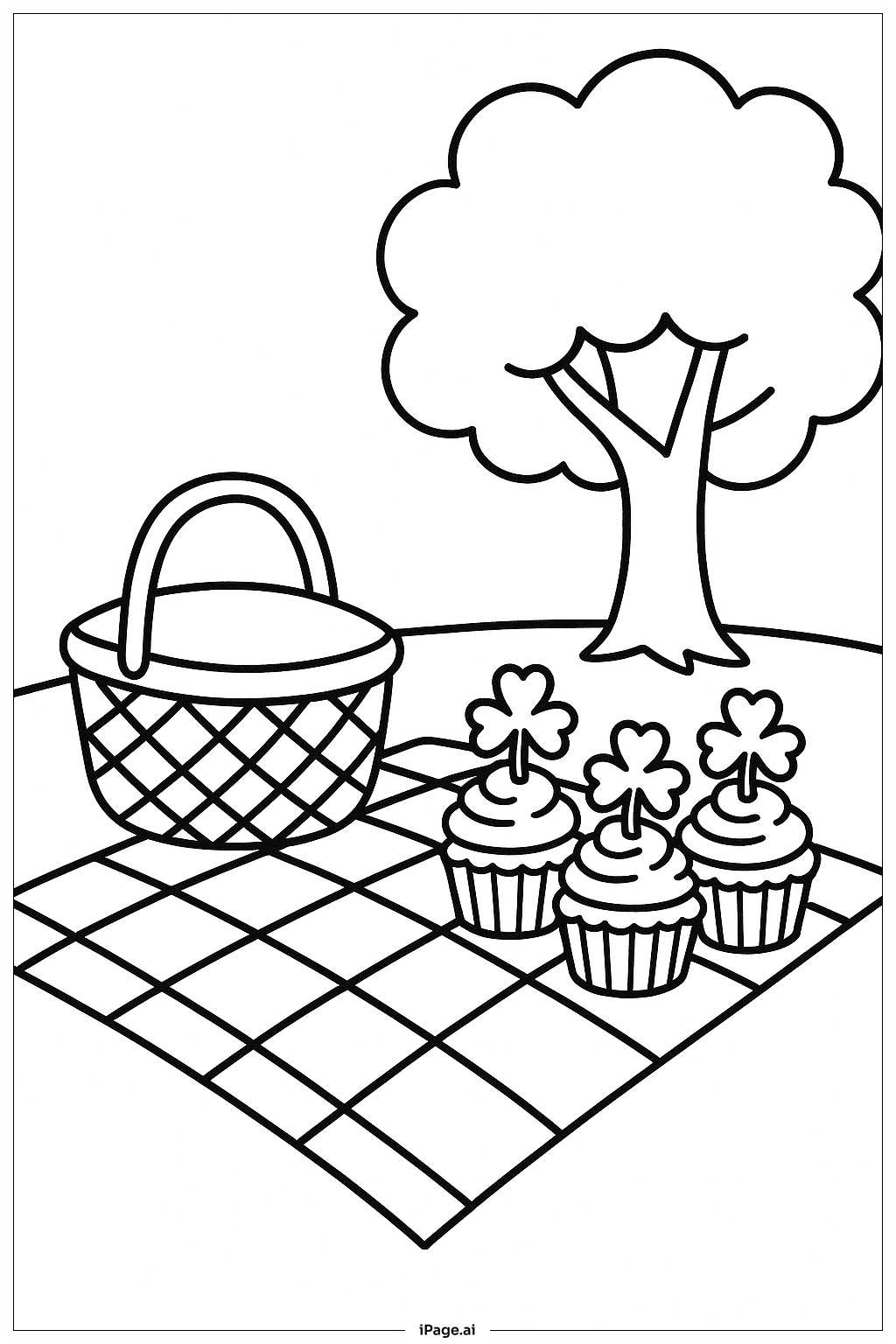  Picnic With Shamrocks St. Patrick's Day Coloring Page 