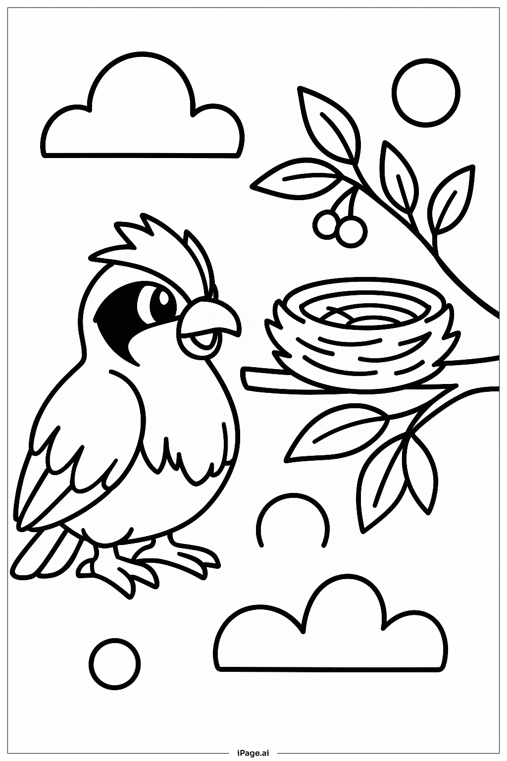  波波 Pokemon 在巢裡著色頁 