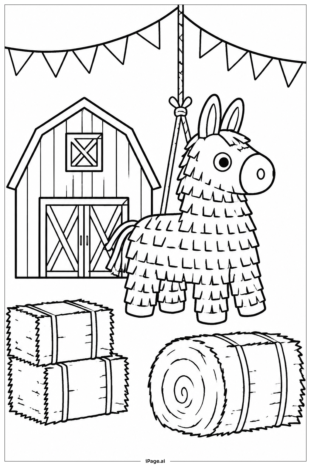 Página para colorear de Pinata Farm Festival