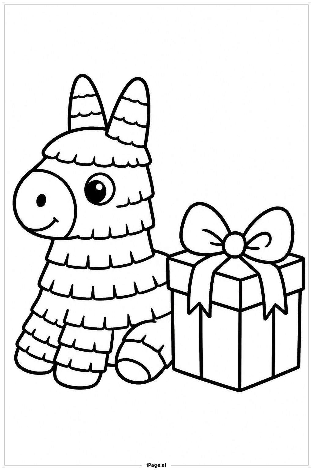 Página para colorir de Caixa de Presente Piñata