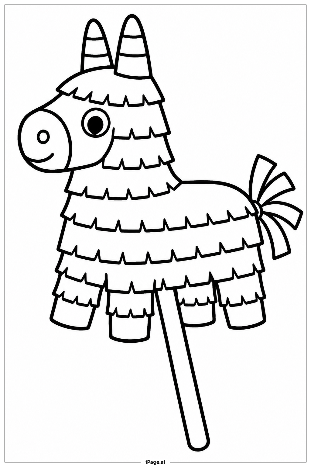 Página para colorear de Piñata en un palo