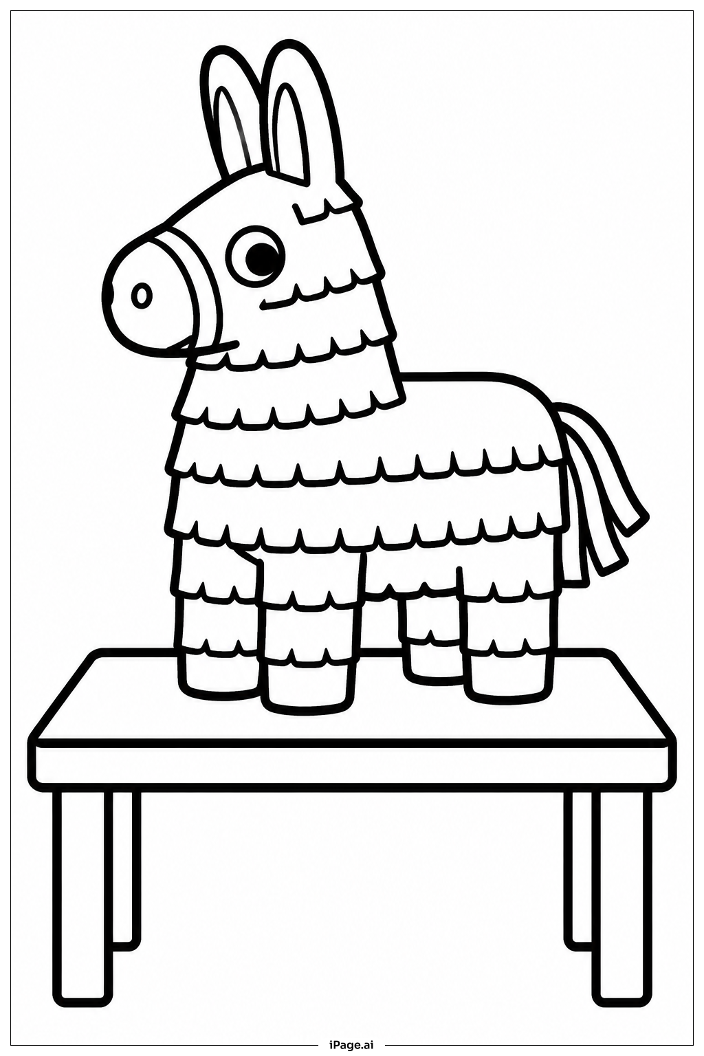 Página para colorear de Pinata Sobre una Mesa