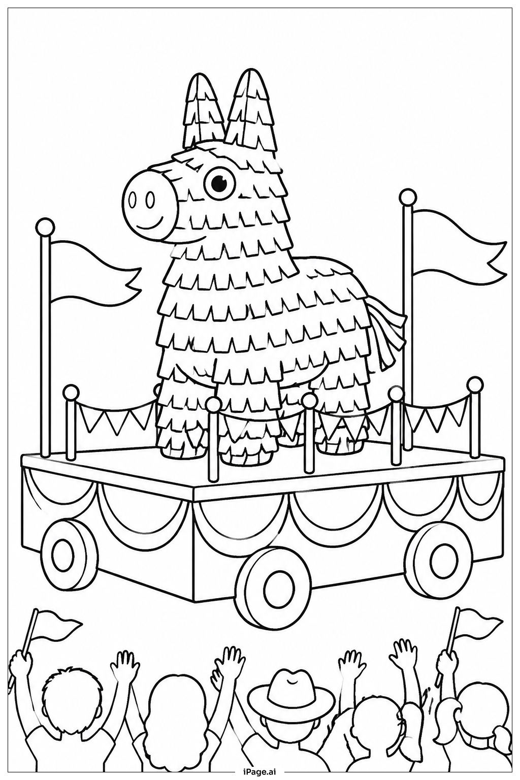 Página para colorear de Carroza de Pinata Parade Float
