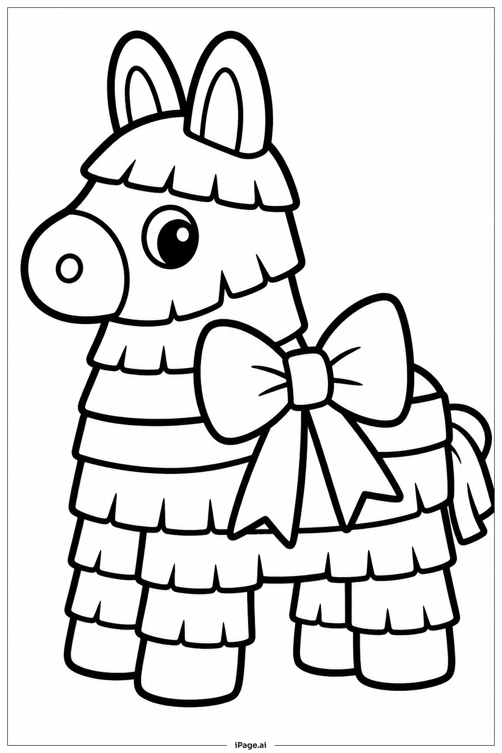 Página para colorir de Piñata com Laço