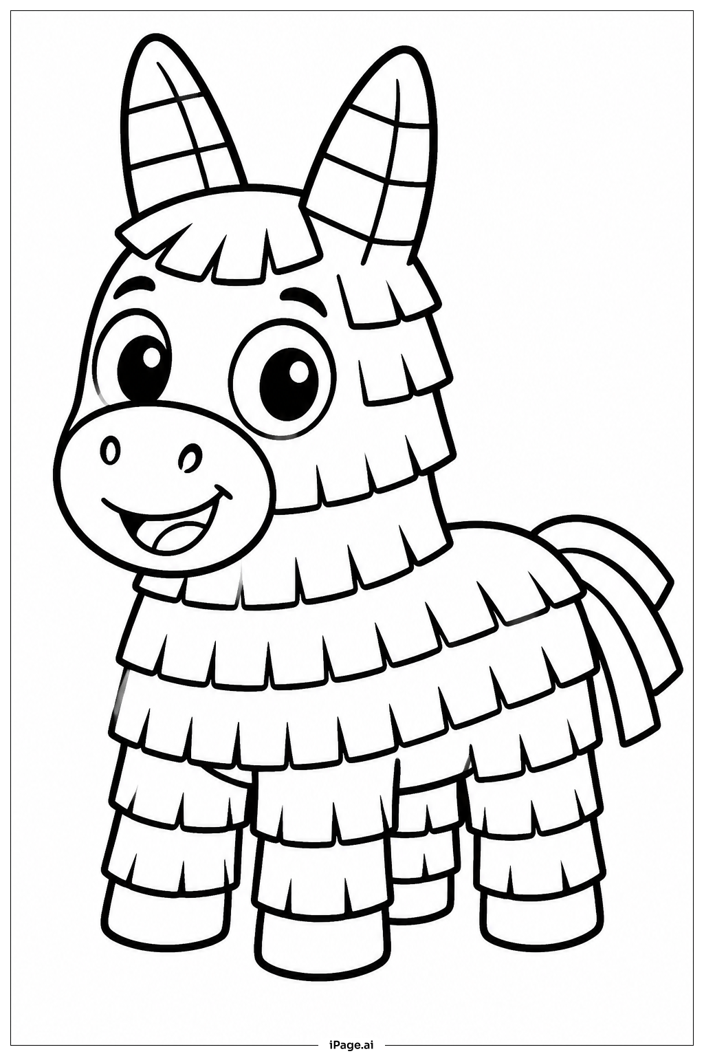 Página para colorear de Piñata con ojos grandes