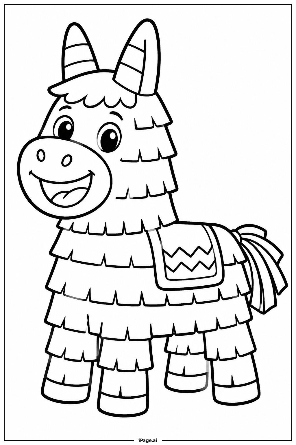 Página para colorear de Piñata con gran sonrisa