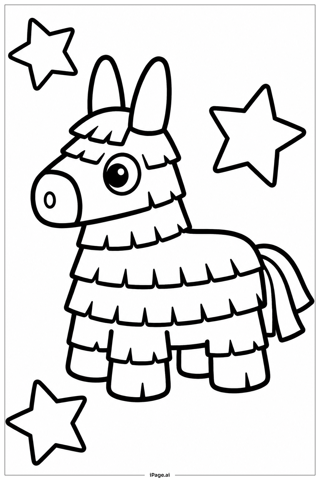 Página para colorear de Piñata con estrellas