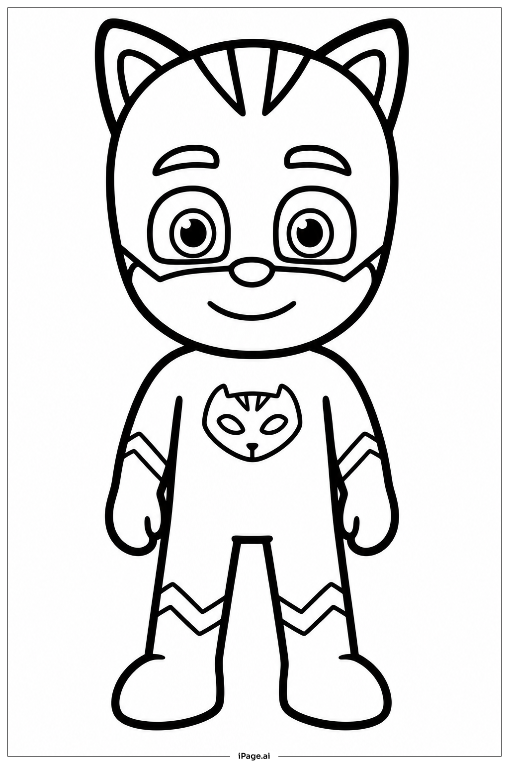 PJ 마스크 캣보이 서 있는 모습 색칠공부 페이지