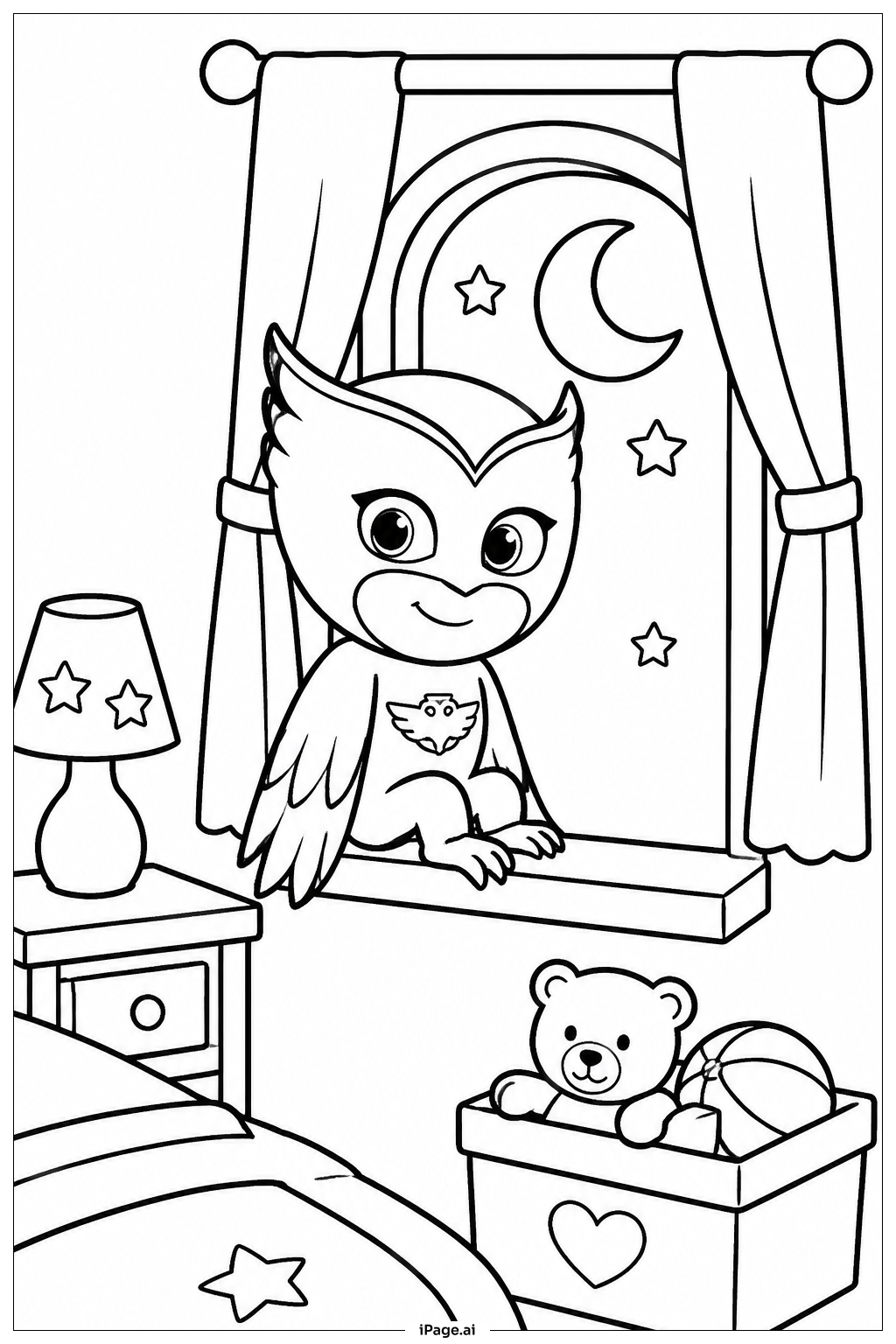 창가의 PJ Mask 올레트 색칠공부 페이지