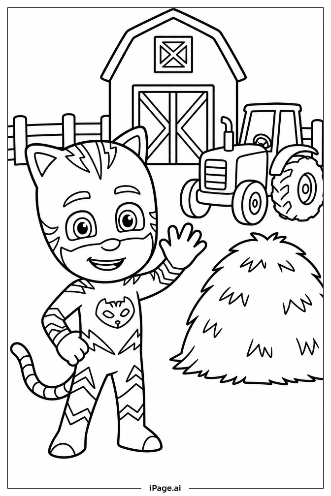 농장의 PJ Mask 팀 색칠공부 페이지
