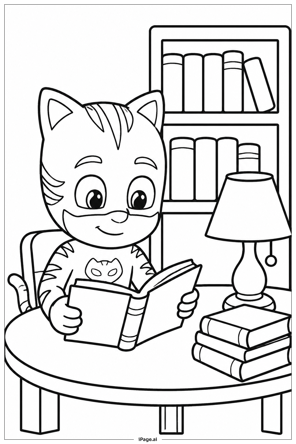 도서관의 PJ Mask 팀 색칠공부 페이지