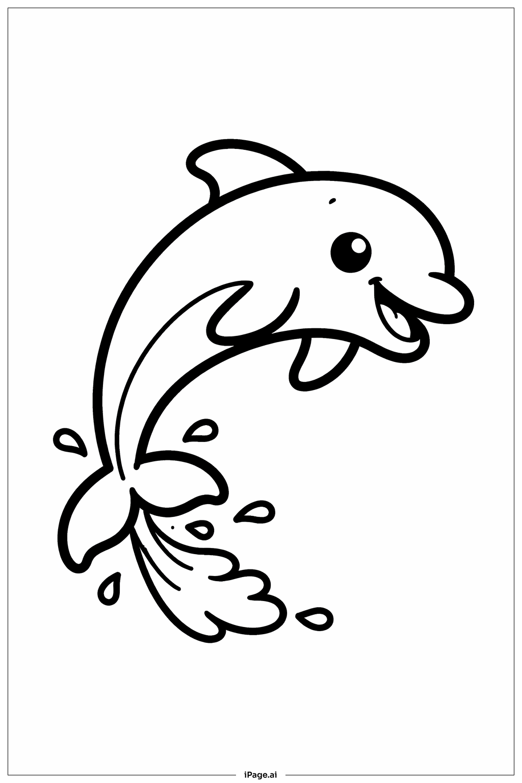  遊び好きなイルカの塗り絵ページ 