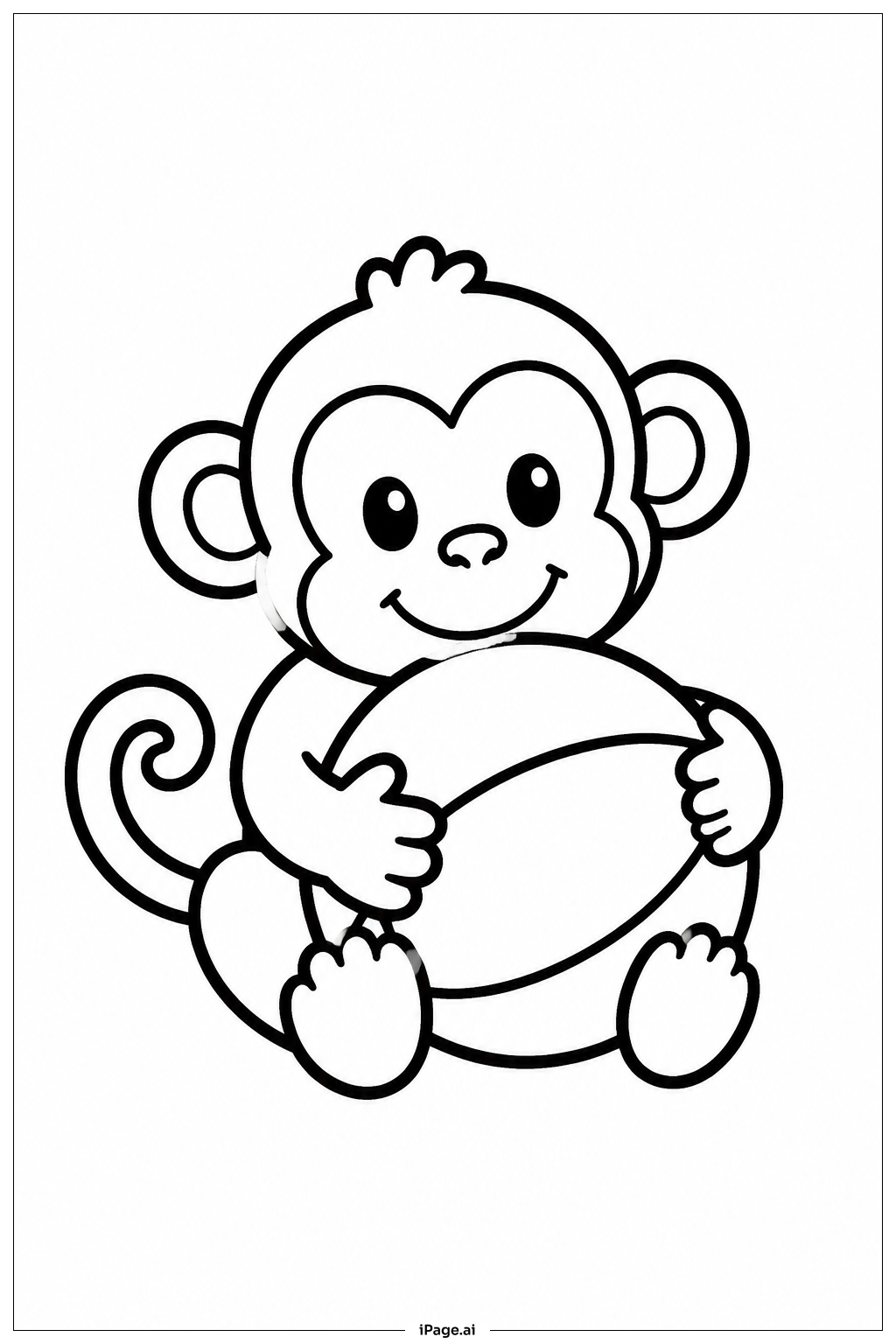 Page de coloriage Singe Joueur avec Ballon