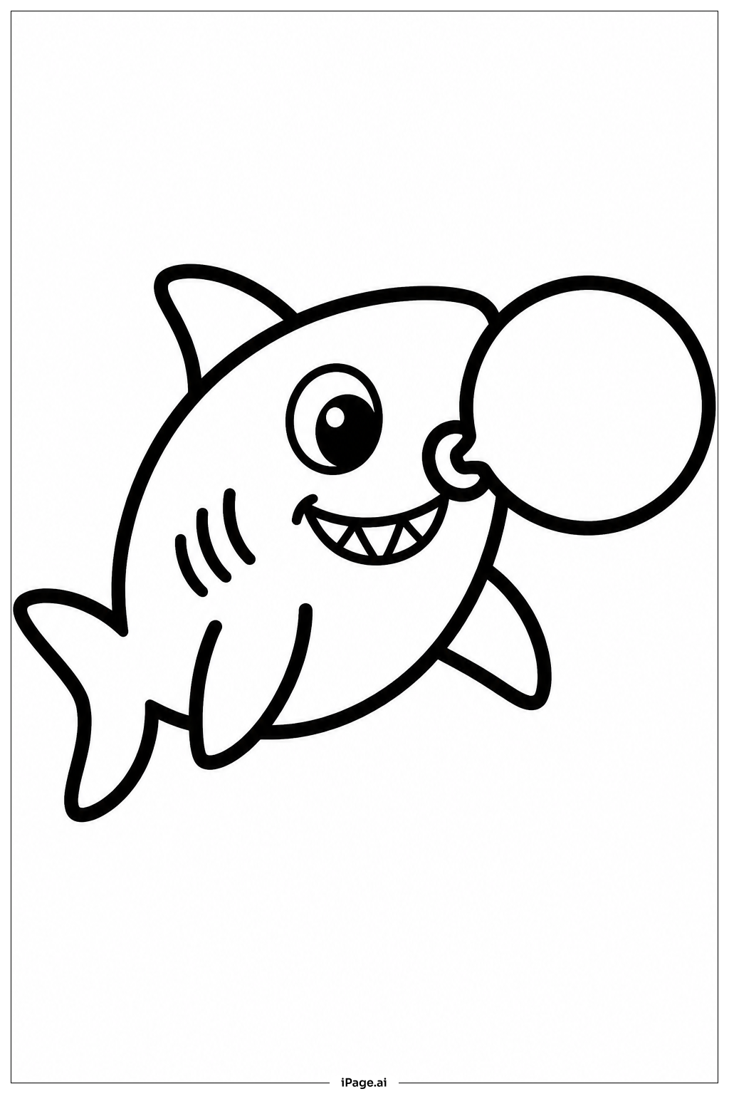 遊び好きなサメの泡の塗り絵ページ