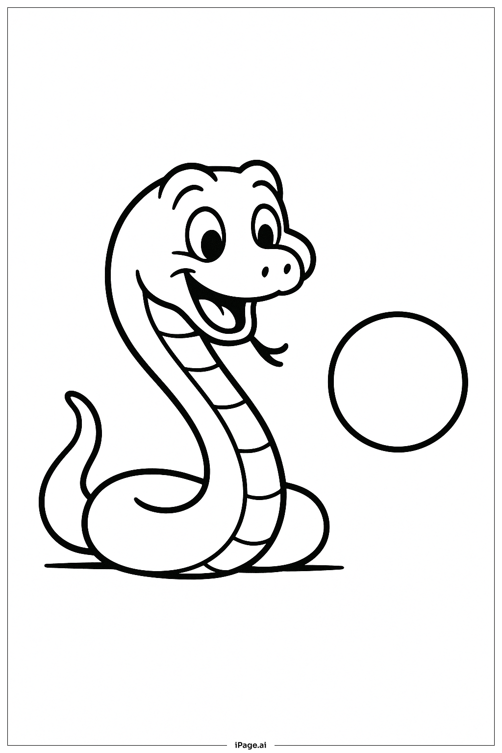  Página para colorear de Serpiente juguetona con pelota 