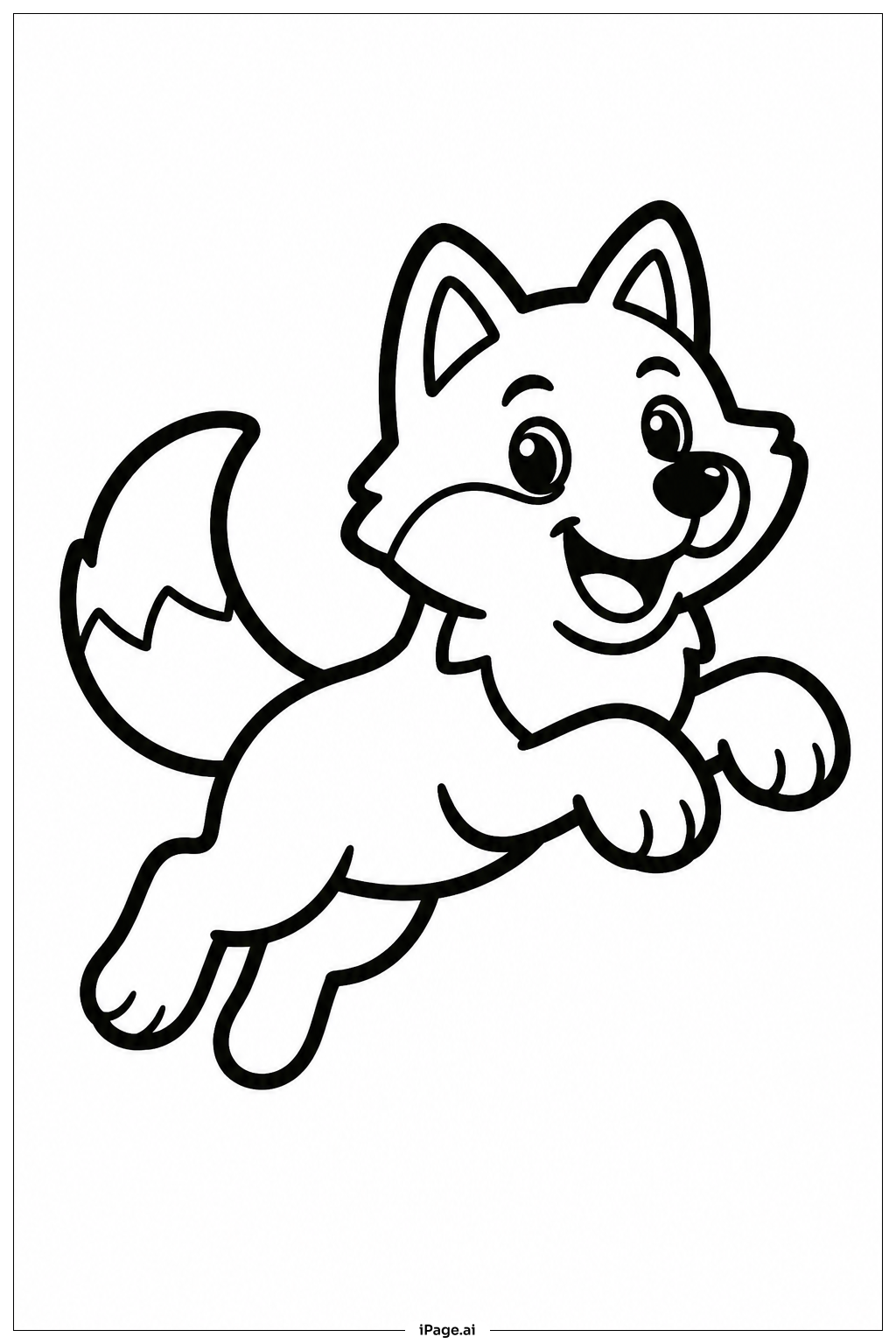 Playful Wolf Jump Coloring Page
