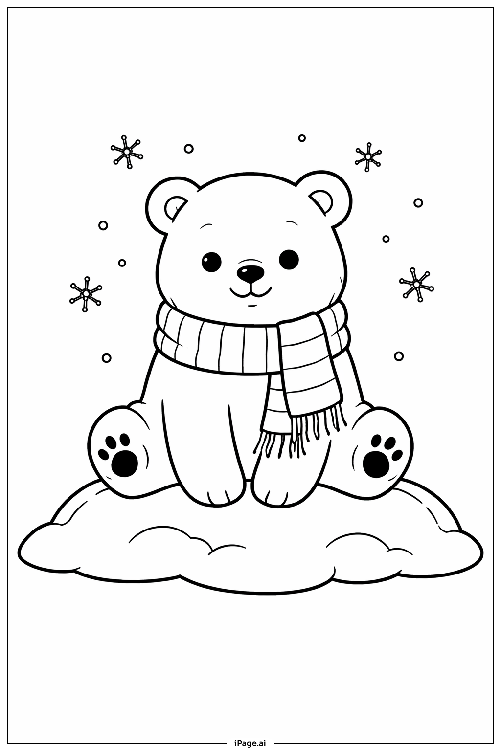  Eisbär mit Schal Ausmalseite 