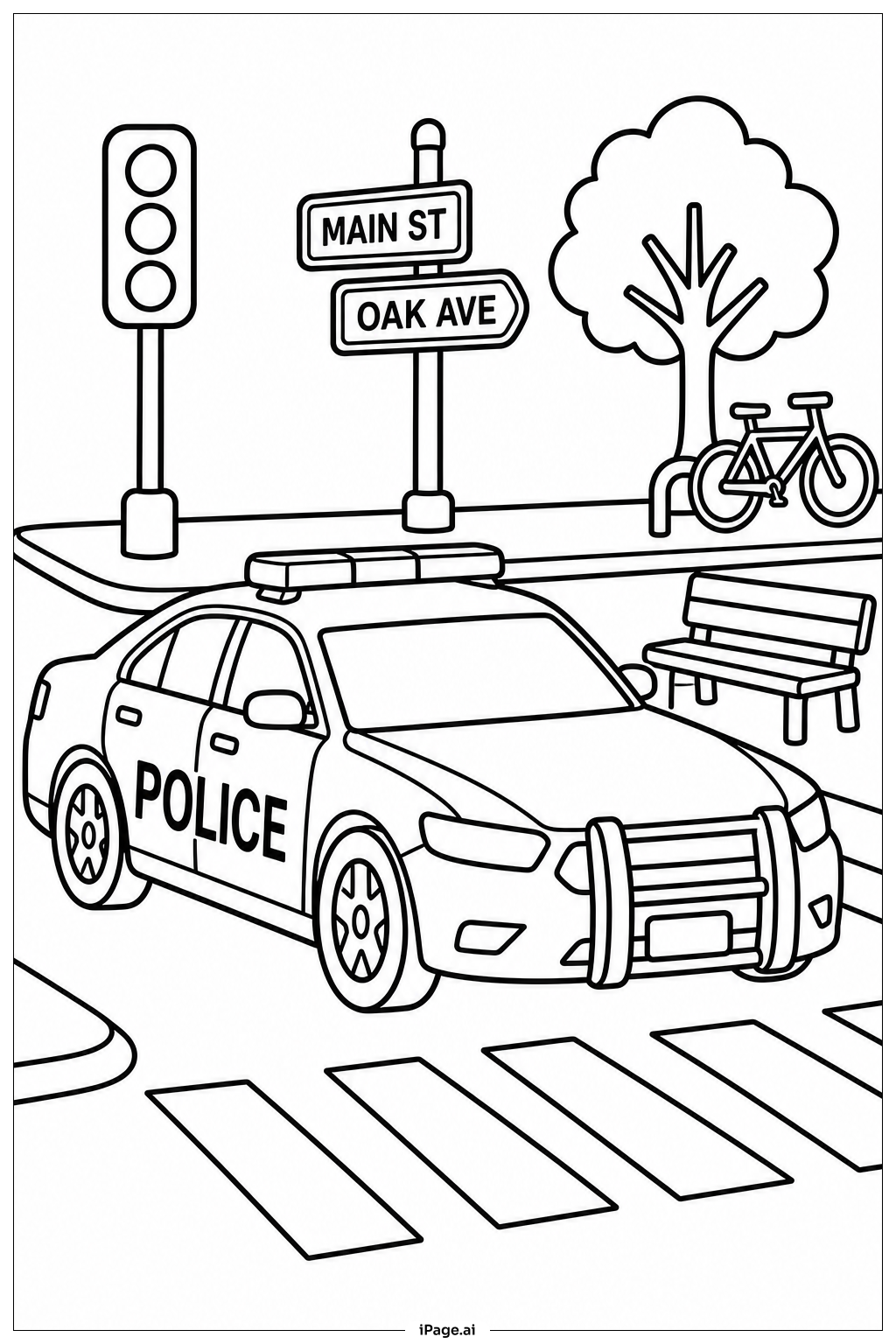 路口警车填色页
