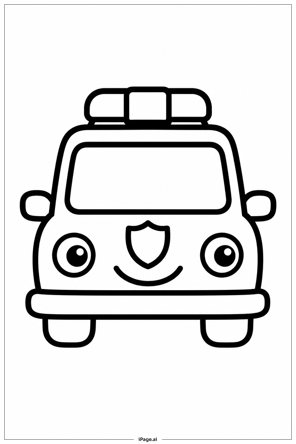  Polizeiauto mit Gesicht von vorne Ausmalseite 