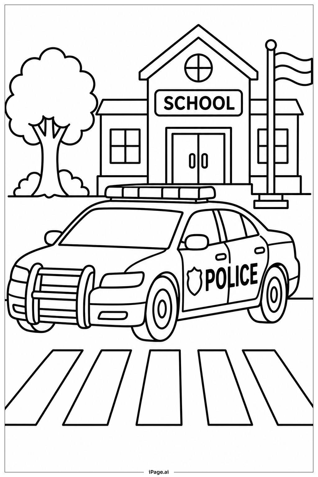 学校附近的警车填色页