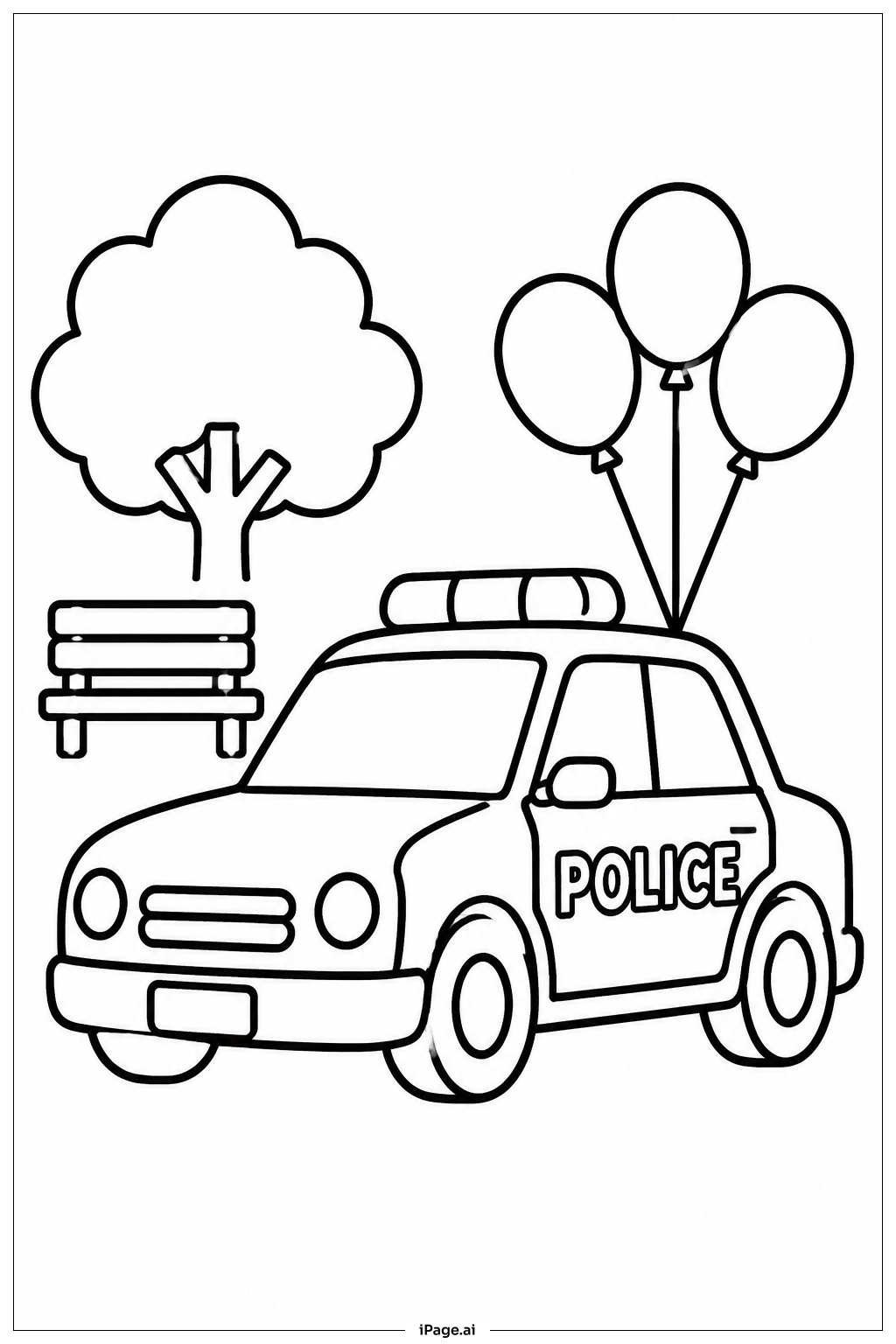 带气球的警车填色页