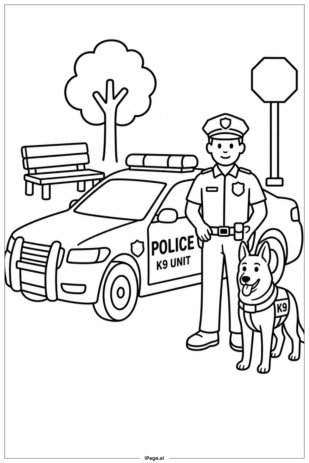 带警犬单位的警车填色页