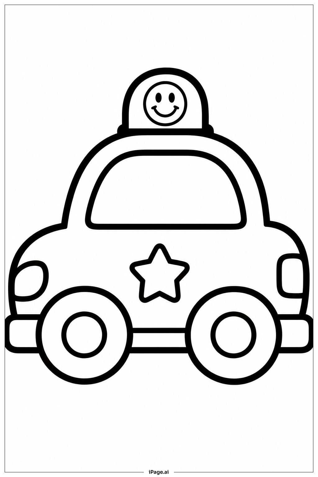  Polizeiauto mit Smiley-Licht Ausmalseite 