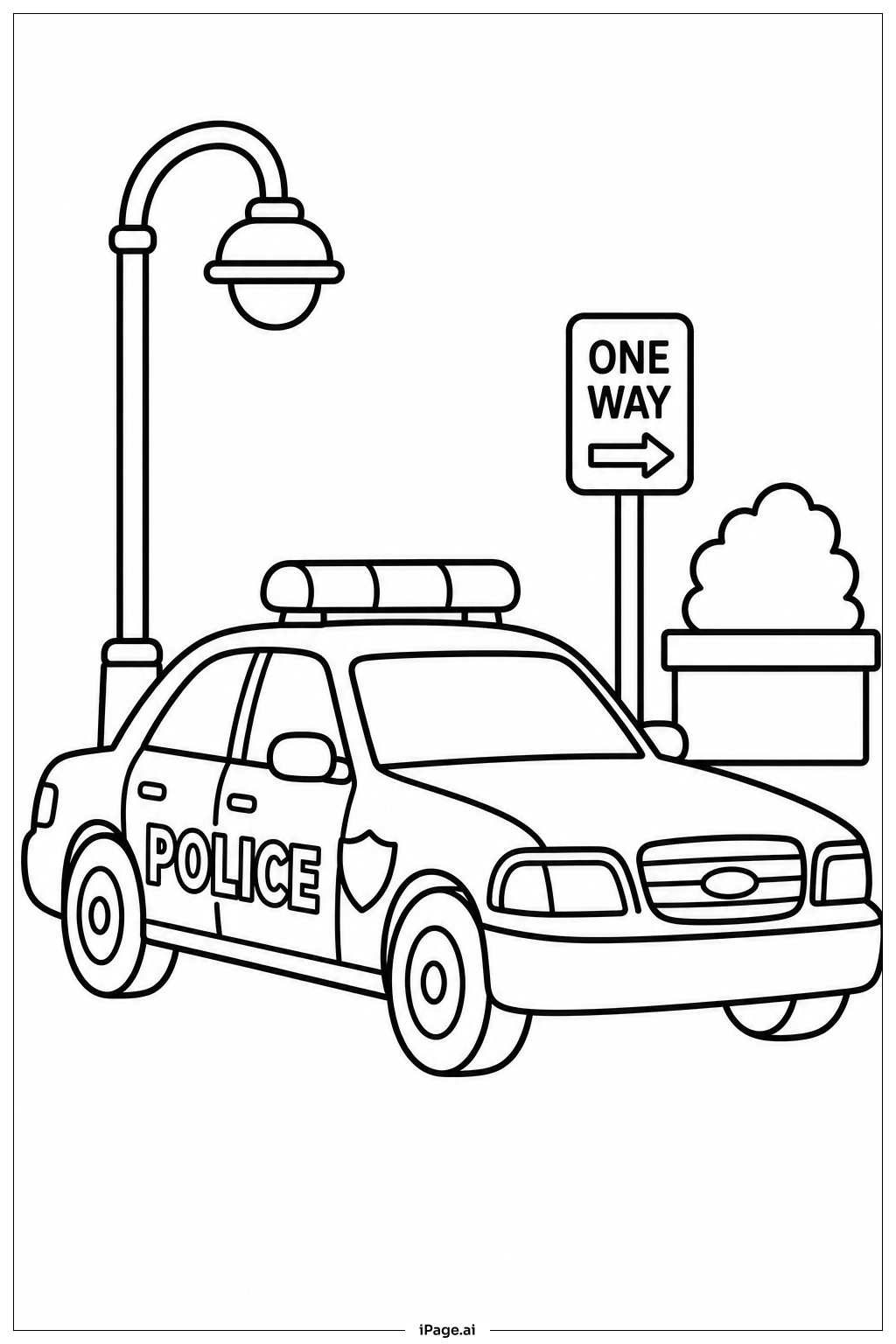 带路灯的警车填色页