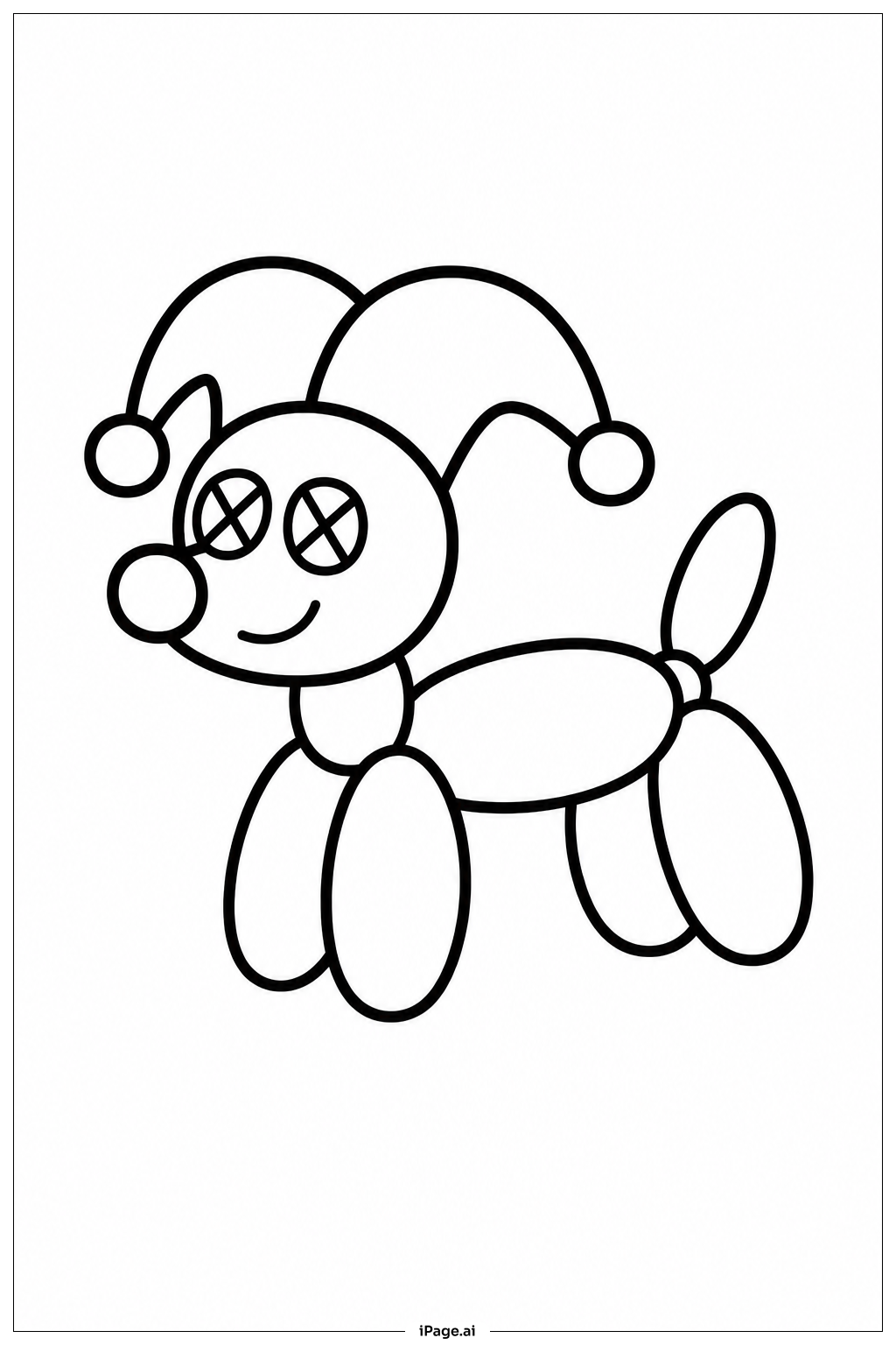 Página para colorir de Pomni com Grande Animal de Balão