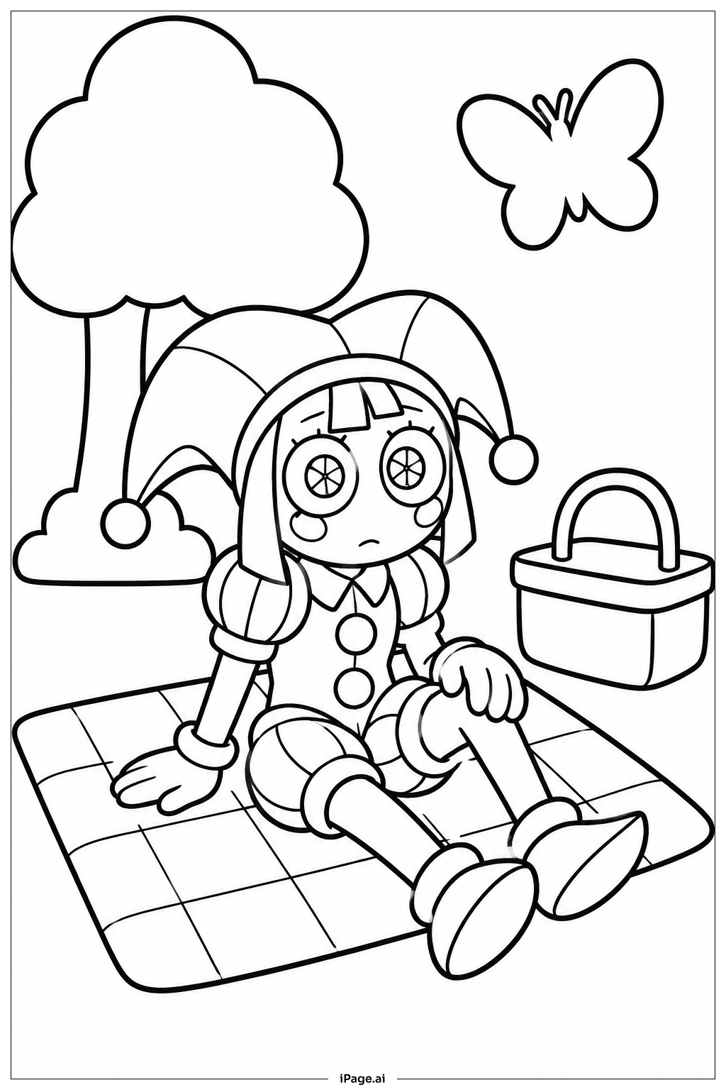 Página para colorir de Pomni Garden Picnic