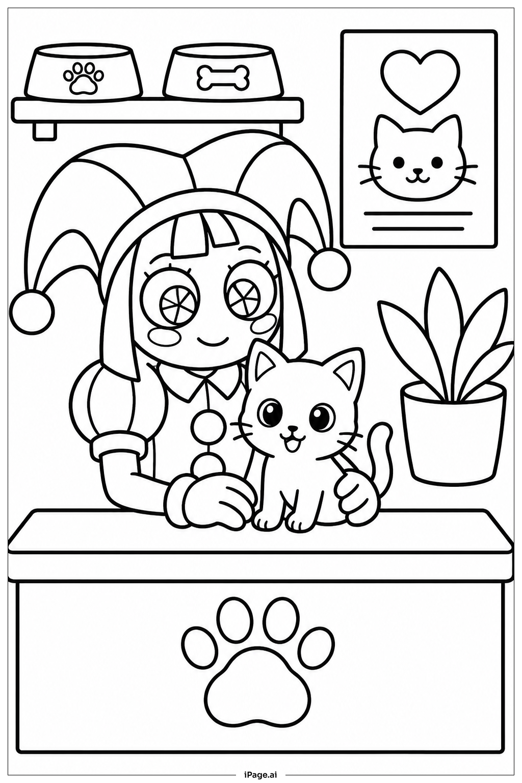 Página para colorir de Pomni Pet Shop