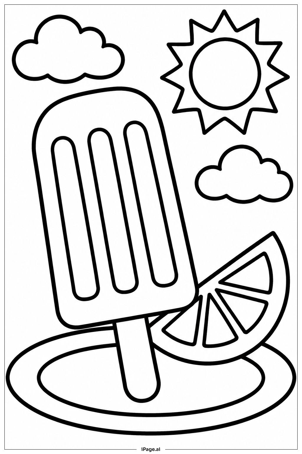 Popsicle And Lemon Coloring Page