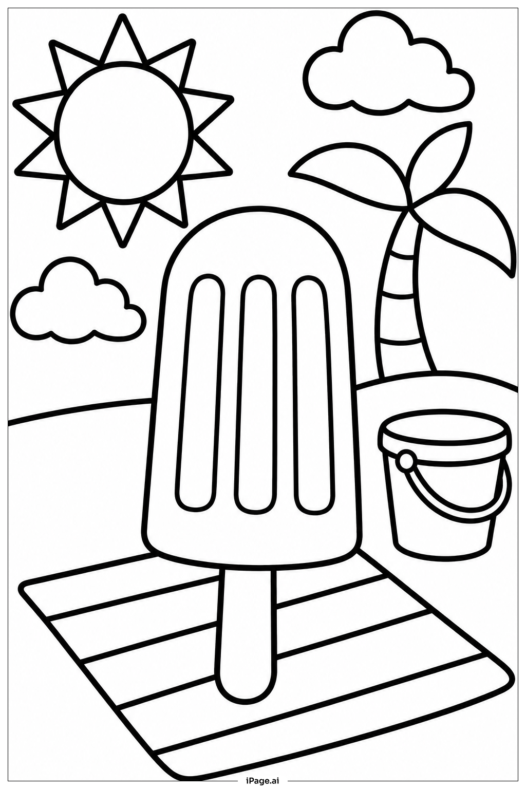  해변의 Popsicle 색칠공부 페이지 