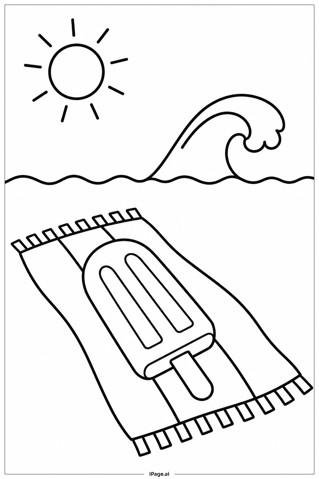  Página para colorear de Popsicle en la playa 