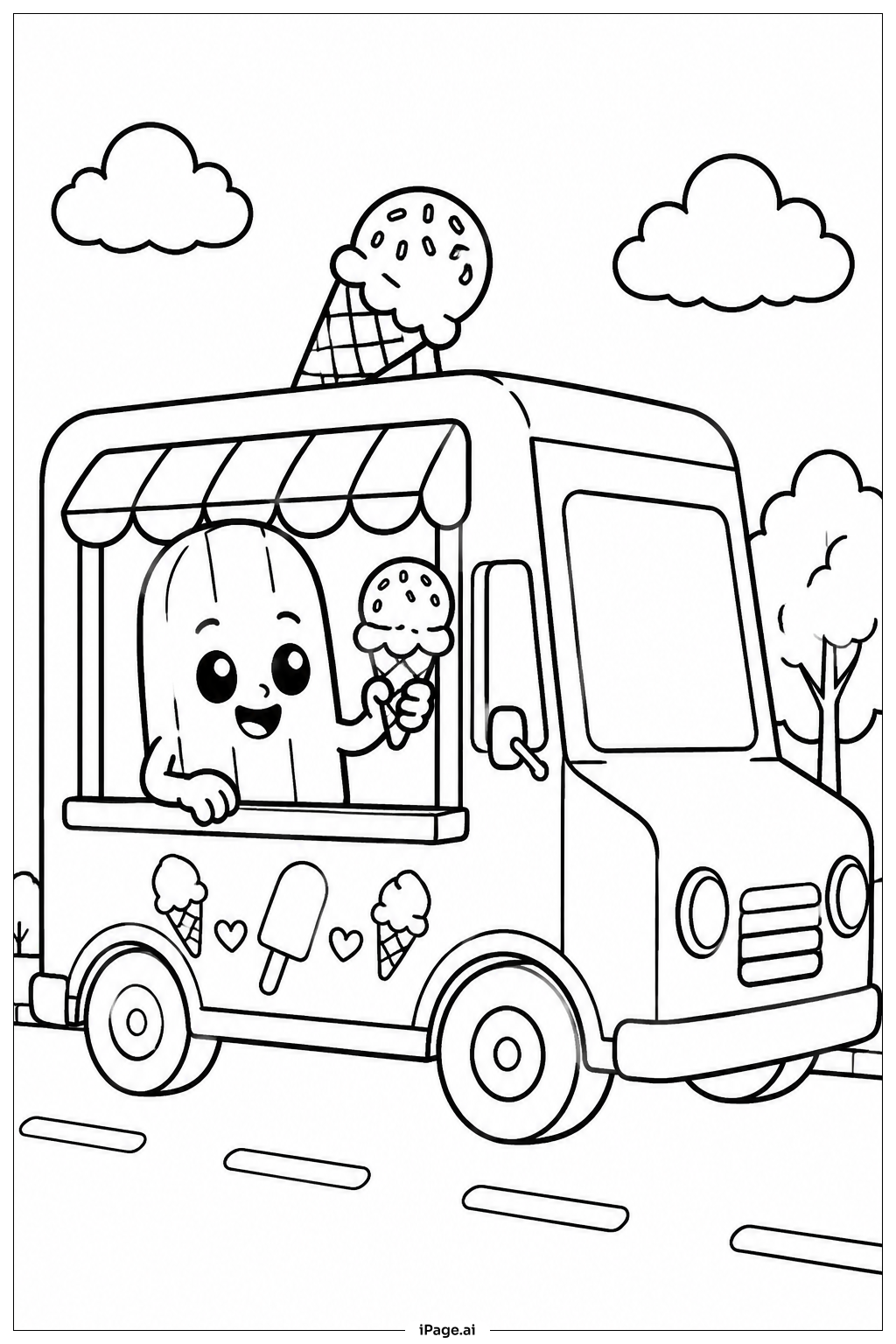  Popsicle Eiswagen Ausmalseite 