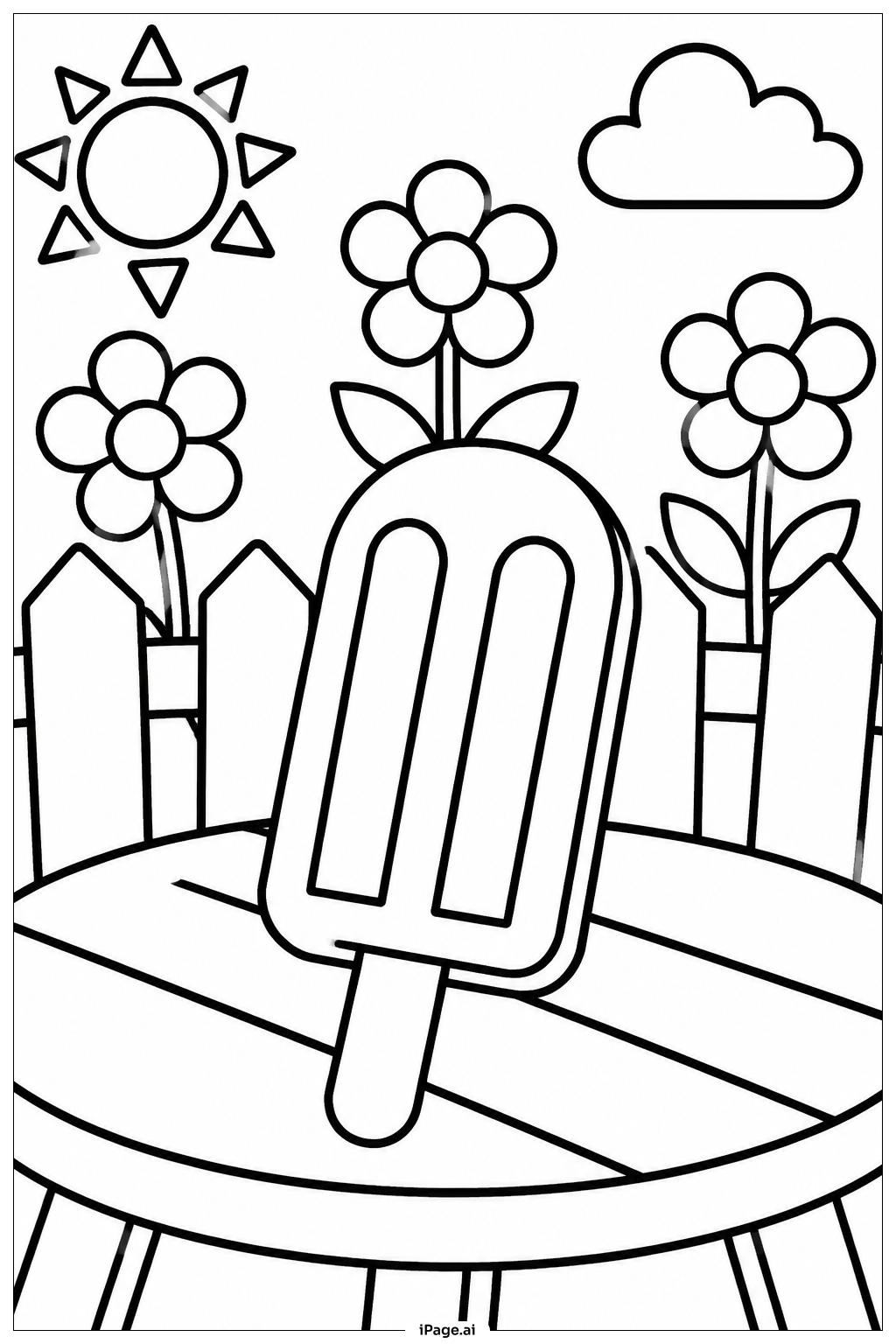 Popsicle In Garden Coloring Page