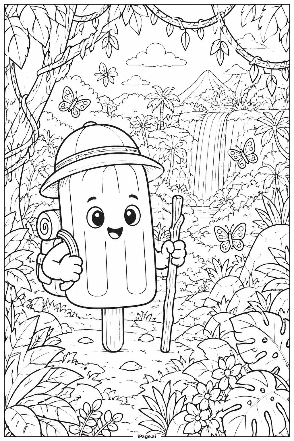  Popsicle Dschungel-Abenteuer Ausmalseite 