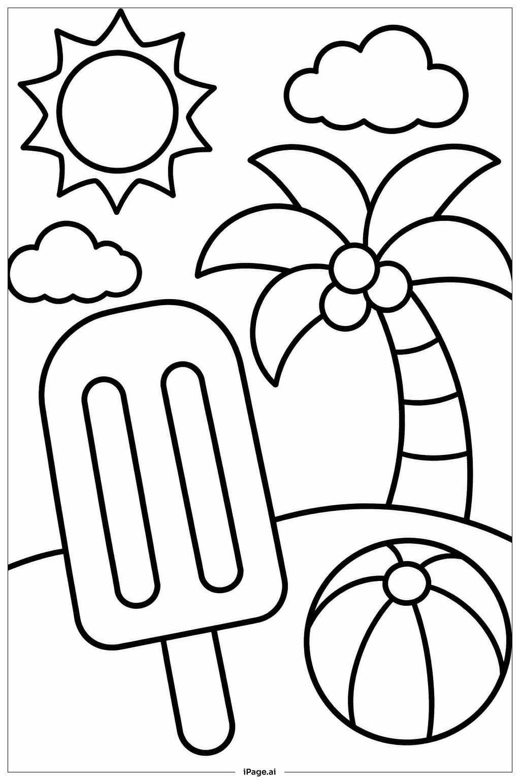 Popsicle Near Palm Tree Coloring Page