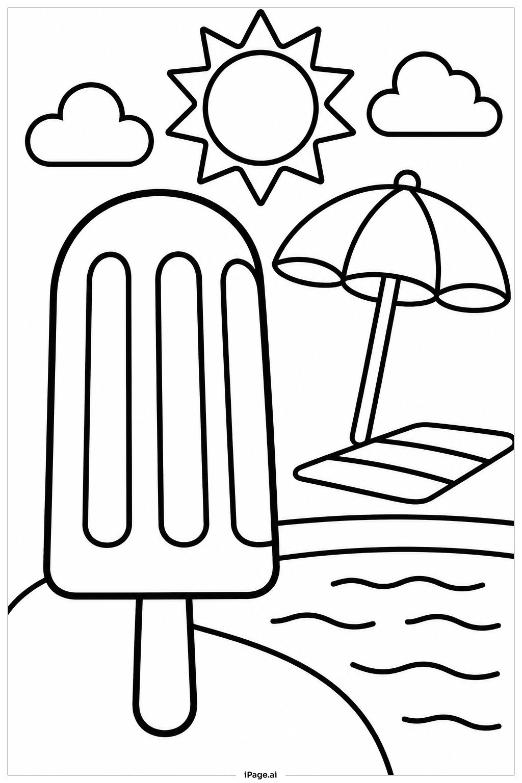  Page de coloriage Glace près de la piscine 