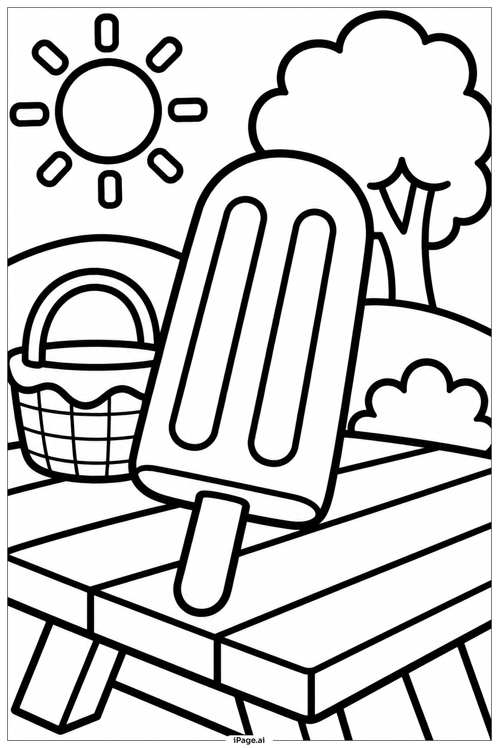  Página para colorear de Paleta Sobre Mesa de Picnic 