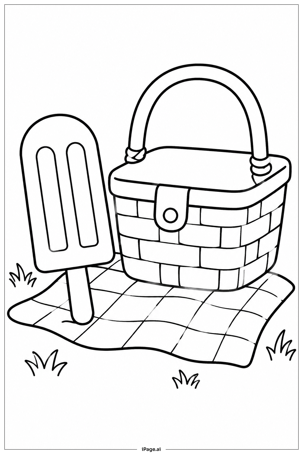  Page de coloriage Panier pique-nique Popsicle 