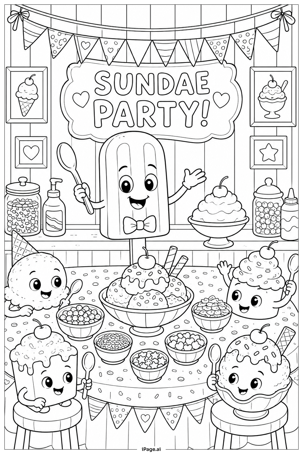  Popsicle Sundae Party Ausmalseite 