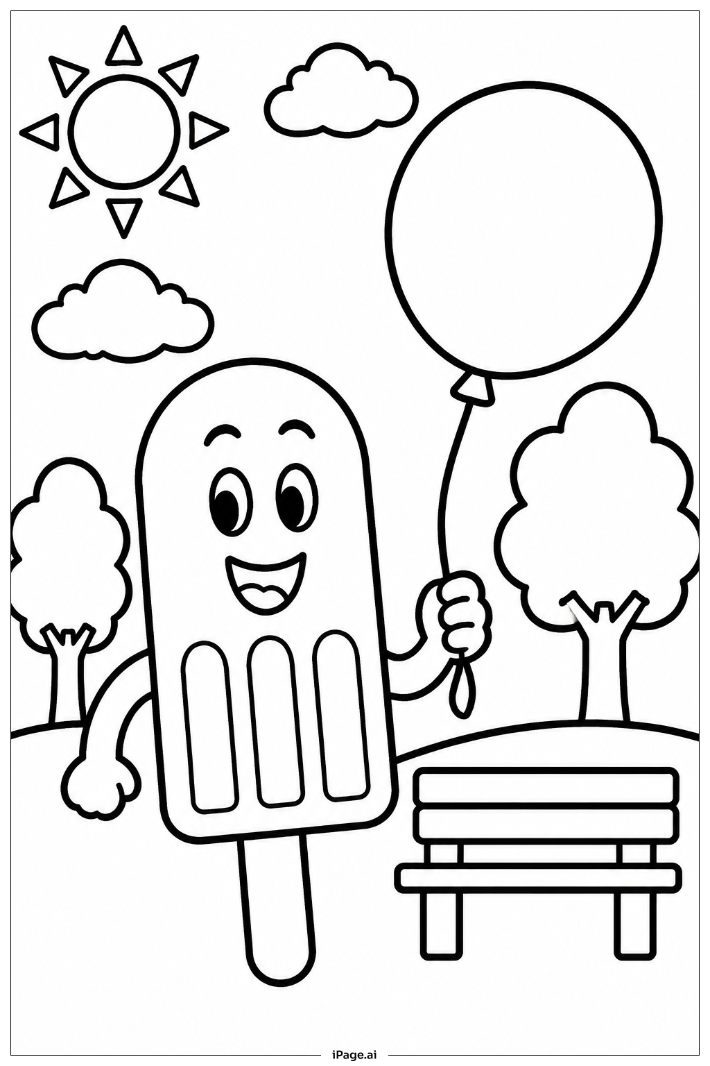 Popsicle With Balloon Coloring Page