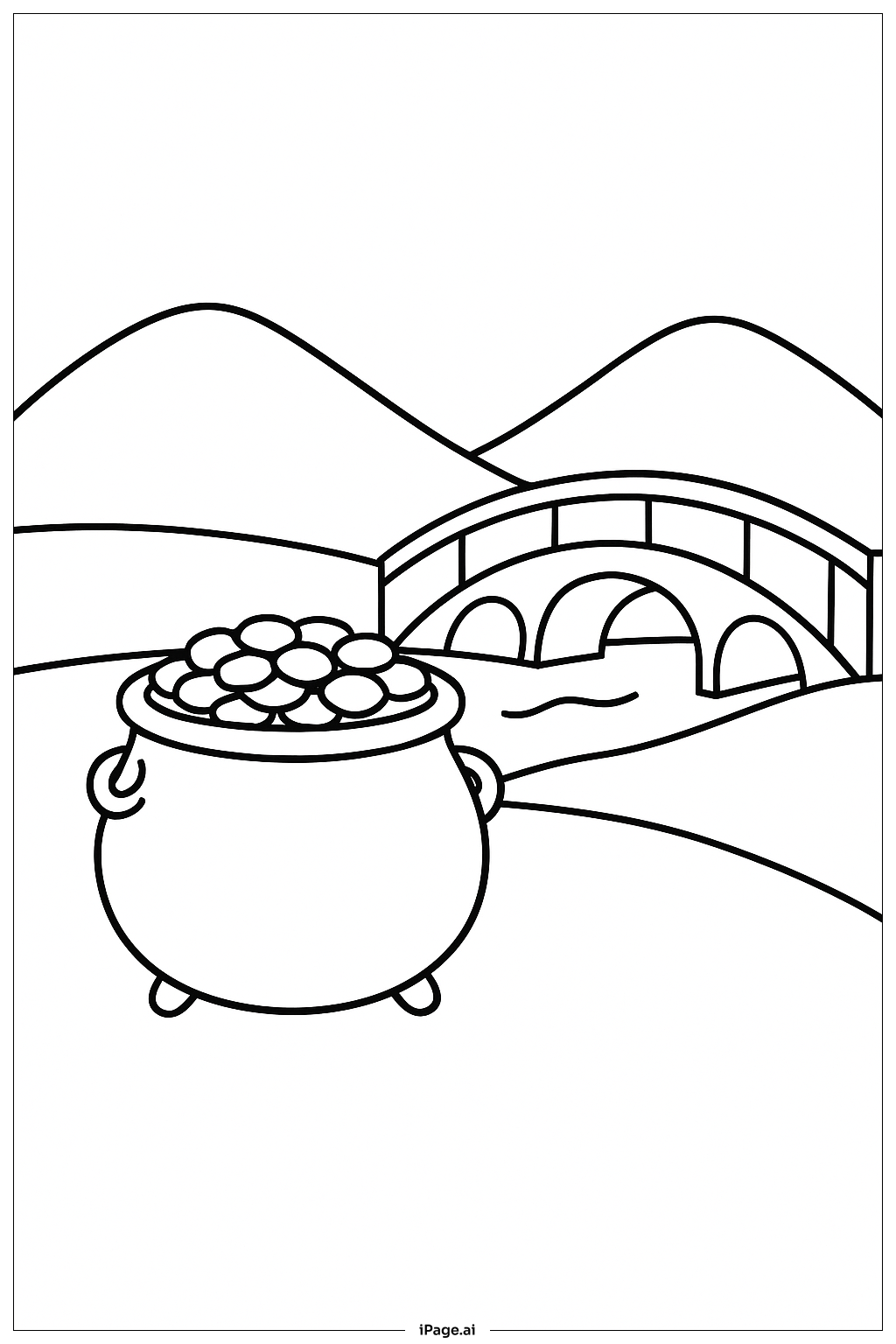  Pot Of Gold And Little Bridge Coloring Page 