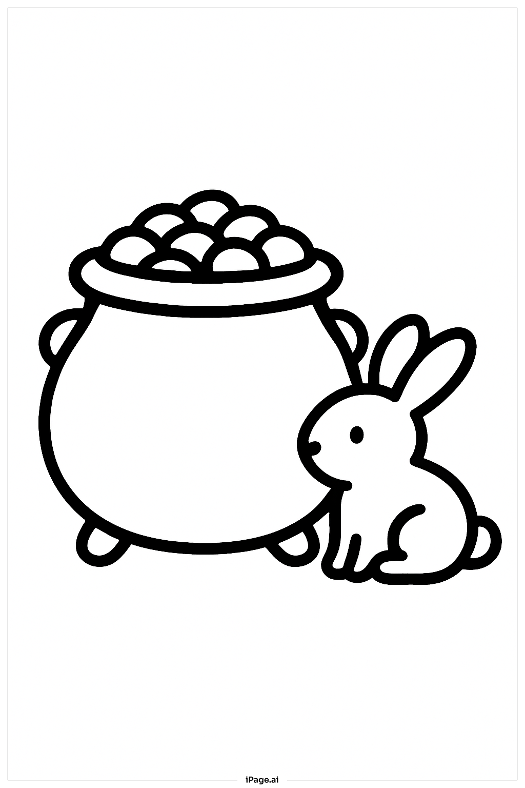  Pot Of Gold And Little Bunny Coloring Page 