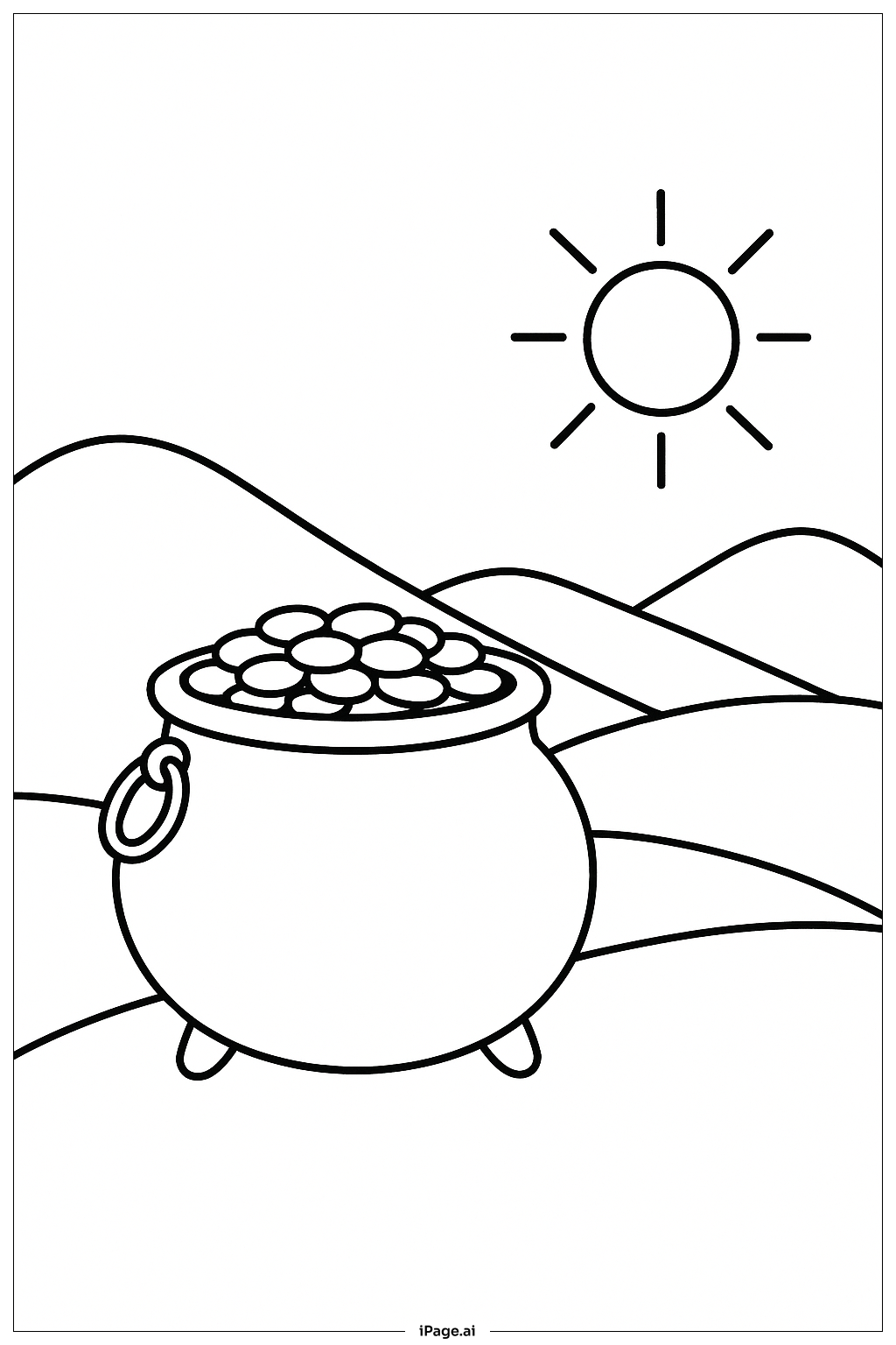  Pot Of Gold And Rolling Hills Coloring Page 