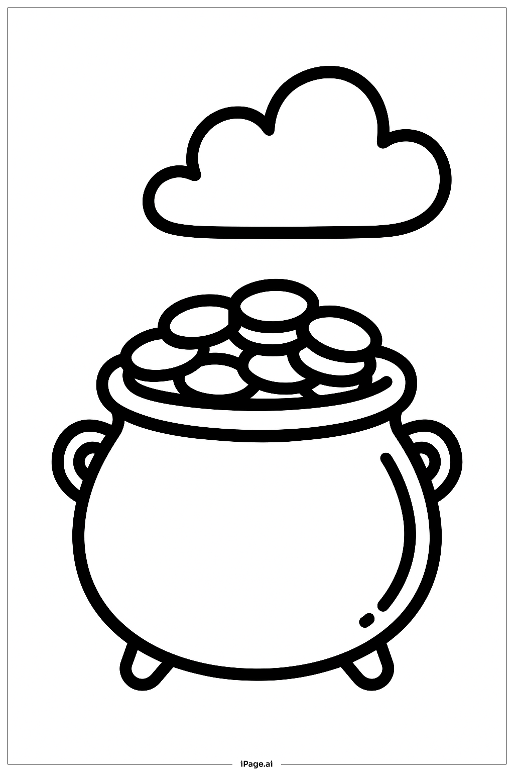  Pot Of Gold And Single Cloud Coloring Page 