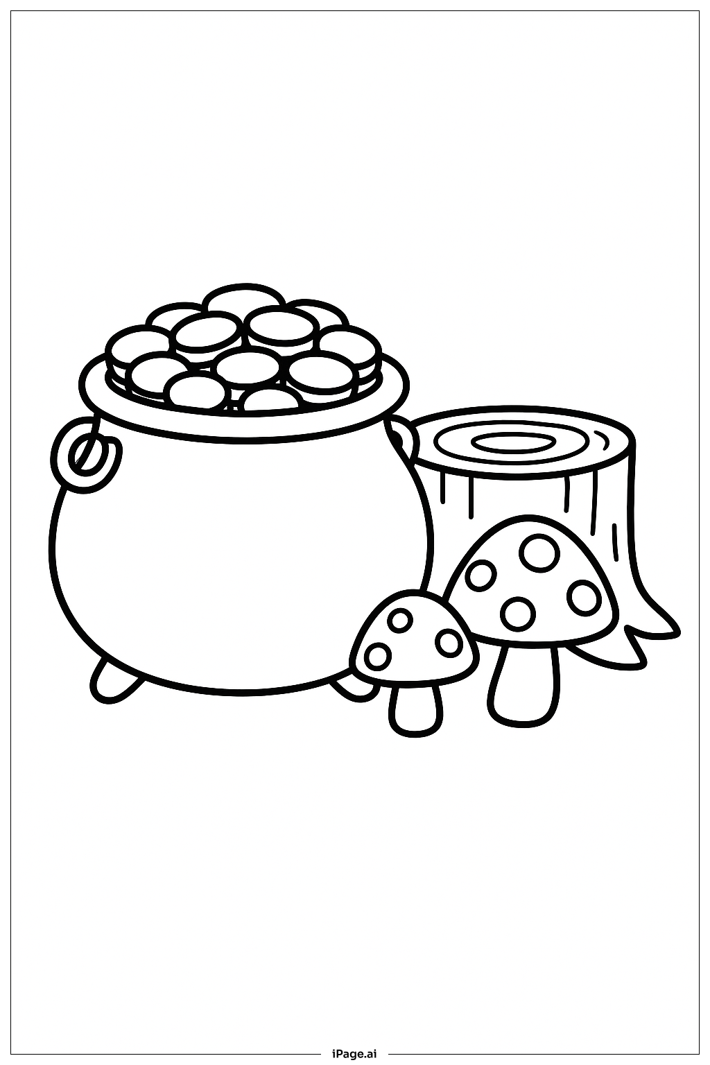  Pot Of Gold And Tree Stump Coloring Page 